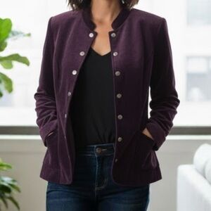 Roz & Ali Purple Corduroy Jacket Blazer With Pockets and Accent Buttons Sz. 2X
